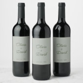 Elegante Sage Green Minimalist Wedding Wine Label Wijn Etiket (Flessen)
