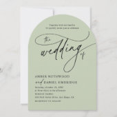 Elegante Sage Green Modern Arch Wedding Kaart (Voorkant)