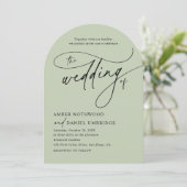 Elegante Sage Green Modern Arch Wedding Kaart (Staand voorkant)