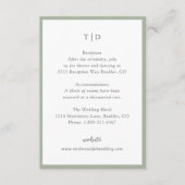 Elegante Sage Green Monogram Moderne bruiloft Informatiekaartje (Voorkant)