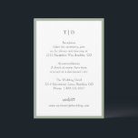 Elegante Sage Green Monogram Moderne bruiloft Informatiekaartje<br><div class="desc">Moderne trouwkaarten met een schoon ontwerp met serif- en scriptlettertypen.</div>