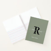 Elegante Sage Green Monogram Script Initiaal Sketc Notitieboek (Binnen)