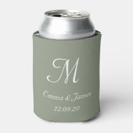 Elegante Sage Green Monogram Wedding Party Favorie Blikjeskoeler