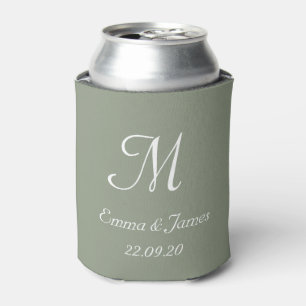 Elegante Sage Green Monogram Wedding Party Favorie Blikjeskoeler