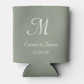 Elegante Sage Green Monogram Wedding Party Favorie Blikjeskoeler (Voorkant)