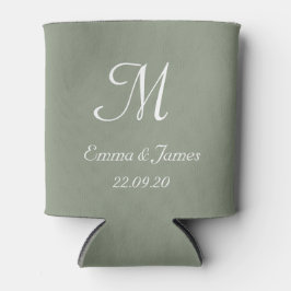 Elegante Sage Green Monogram Wedding Party Favorie Blikjeskoeler