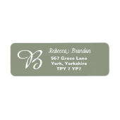 Elegante Sage Green Naam Monogram Retouradres Etiket (Voorkant)