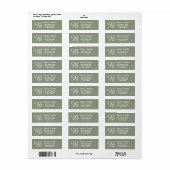 Elegante Sage Green Naam Monogram Retouradres Etiket (Full Sheet)