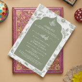 Elegante Sage Green Nikah uitnodiging | Line Art