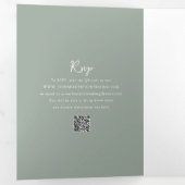 Elegante Sage Green QR Code Moderne bruiloft Drieluik Uitnodiging (Binnenzijde eerst)