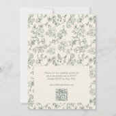 Elegante Sage Green QR Code RSVP Victoriaans bruil Kaart (Achterkant)