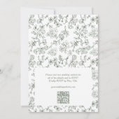 Elegante Sage Green QR Code RSVP Victoriaans bruil Kaart (Achterkant)
