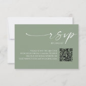 Elegante Sage Green QR Code Wedding RSVP Kaart (Voorkant)