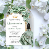 Elegante Sage Green Roos Floral Quinceañera Party Acryl Uitnodigingen