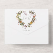 Elegante Sage Green Rustic Floral Heart Wedding All In One Uitnodiging (Achterkant)