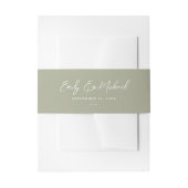 Elegante Sage Green Script Minimal Wedding Uitnodigingen Wikkel (Voorkant Voorbeeld)