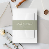 Elegante Sage Green Script Minimal Wedding Uitnodigingen Wikkel