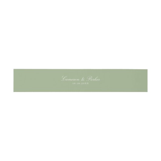 Elegante Sage Green Script Namen bruiloft Uitnodigingen Wikkel (Vlak)