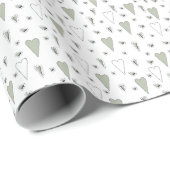 Elegante Sage Green St Patricks Day Heart Pattern Cadeaupapier (Rol Hoek)