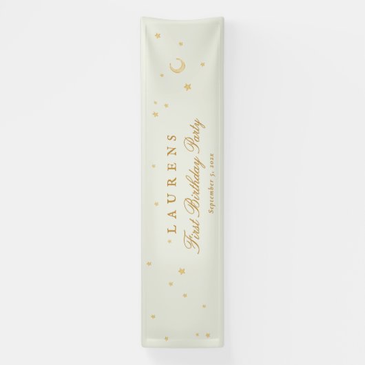 Elegante Sage Green Stars Verjaardagsfeest Welkom Spandoek (Verticaal)