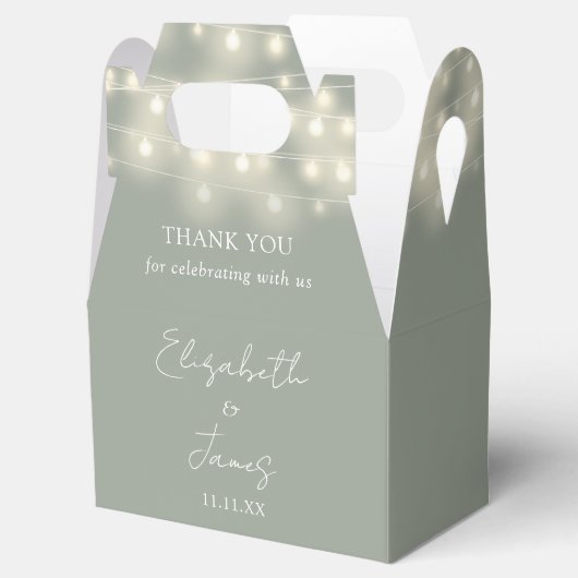 Elegante Sage Green String Lights bruiloft Dank u Bedankdoosjes (Geopend)