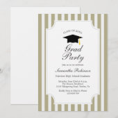 Elegante Sage Green Stripes Afstudeerfeest Kaart (Voorkant / Achterkant)