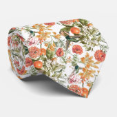 Elegante Sage Green Terracotta Bloemen Kolibrie Stropdas (Opgerold)