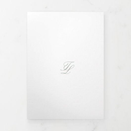 Elegante Sage Green traditionele bruiloft Drieluik Uitnodiging (Cover)