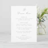 Elegante Sage Green traditionele bruiloft Menu (Staand voorkant)