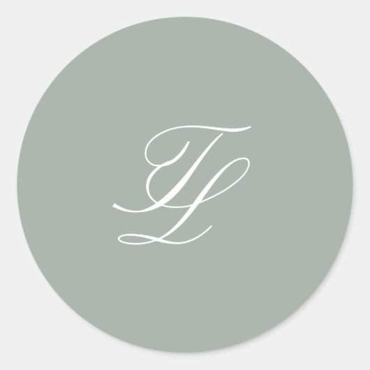Elegante Sage Green traditionele bruiloft Ronde Sticker (Voorkant)