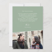 Elegante Sage Green trouwfoto Dank u kaart (Achterkant)