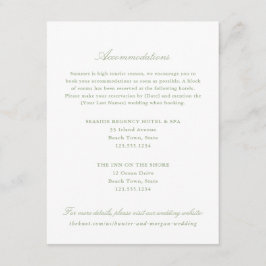 Elegante Sage Green Two Hotel accommodaties Informatiekaartje