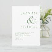 Elegante Sage Green Typography Wedding Kaart (Staand voorkant)