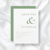 Elegante Sage Green Typography Wedding Kaart