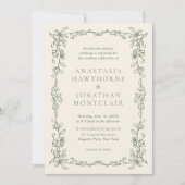 Elegante Sage Green  Victoriaans bruiloft Kaart (Voorkant)