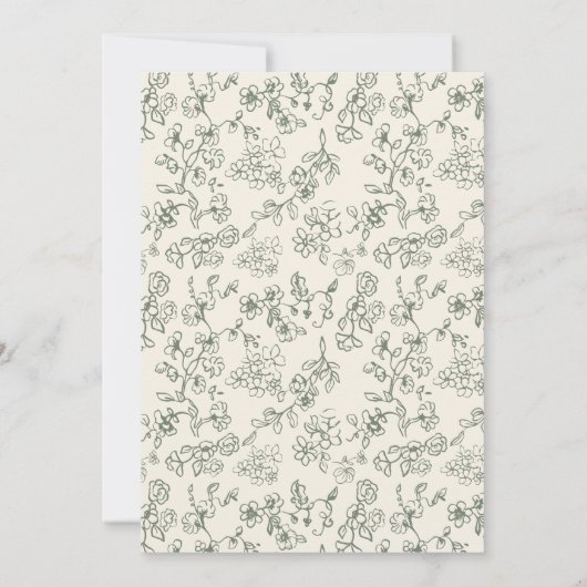 Elegante Sage Green Victoriaans bruiloft Save The Date (Achterkant)