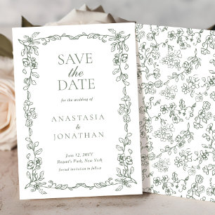 Elegante Sage Green Victoriaans bruiloft Save The Date