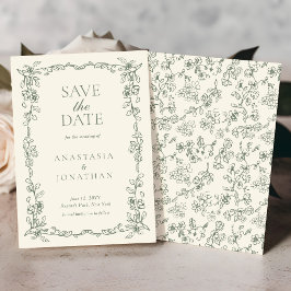 Elegante Sage Green  Victoriaans bruiloft Save The Date