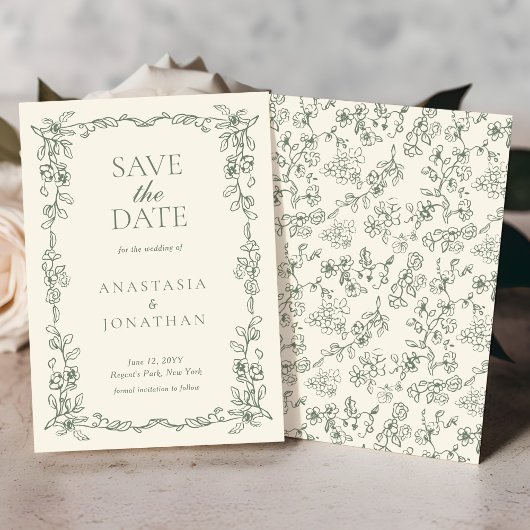 Elegante Sage Green  Victoriaans bruiloft Save The Date