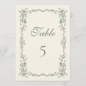 Elegante Sage Green Vintage Trouwtafel Nummer (Achterkant)