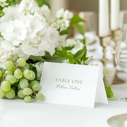 Elegante Sage Green Vintage Wedding Place Card Kaart