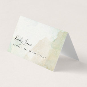 Elegante Sage Green Waterverf gevouwen Visitekaartje