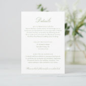 Elegante Sage Green Wedding Details Hotel Info QR Informatiekaartje (Staand voorkant)