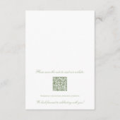 Elegante Sage Green Wedding Details Hotel Info QR Informatiekaartje (Achterkant)