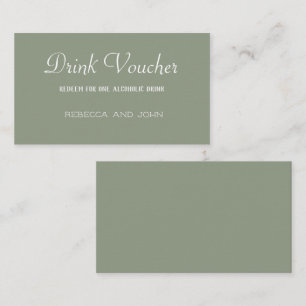 Elegante Sage Green Wedding Drink Voucher Kaart Visitekaartje