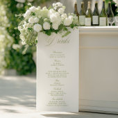 Elegante Sage Green Wedding Drinken Bar Menu Banne Spandoek