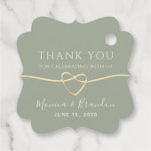 Elegante Sage Green Wedding Favoriete Labels (Achterkant)