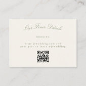 Elegante Sage Green Wedding QR CODE RSVP Notitiekaartje (Achterkant)