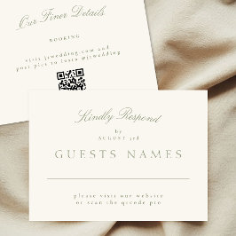 Elegante Sage Green Wedding QR CODE RSVP Notitiekaartje