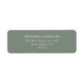 Elegante Sage Green Wedding Retouradres Etiket (Voorkant)